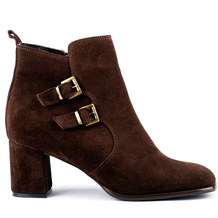 Side view - Scorpius - Double Belted Ankle Leather Booties