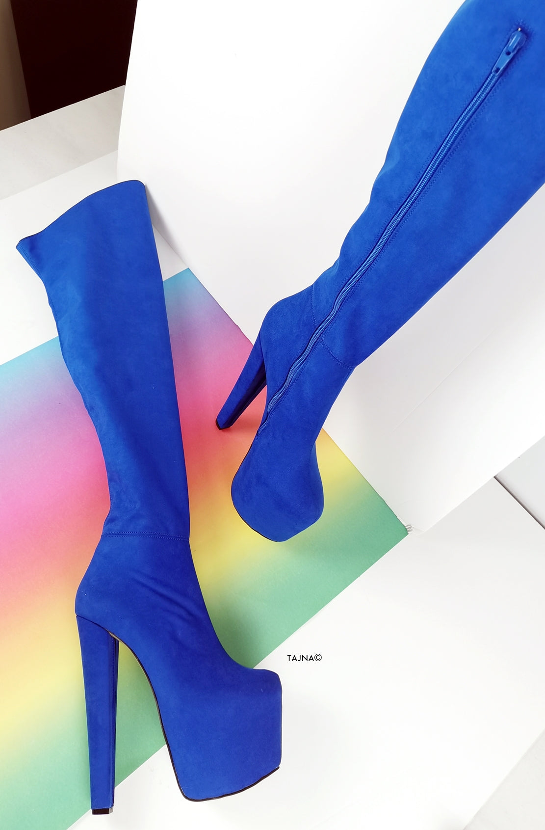 Cobalt blue thigh deals high boots