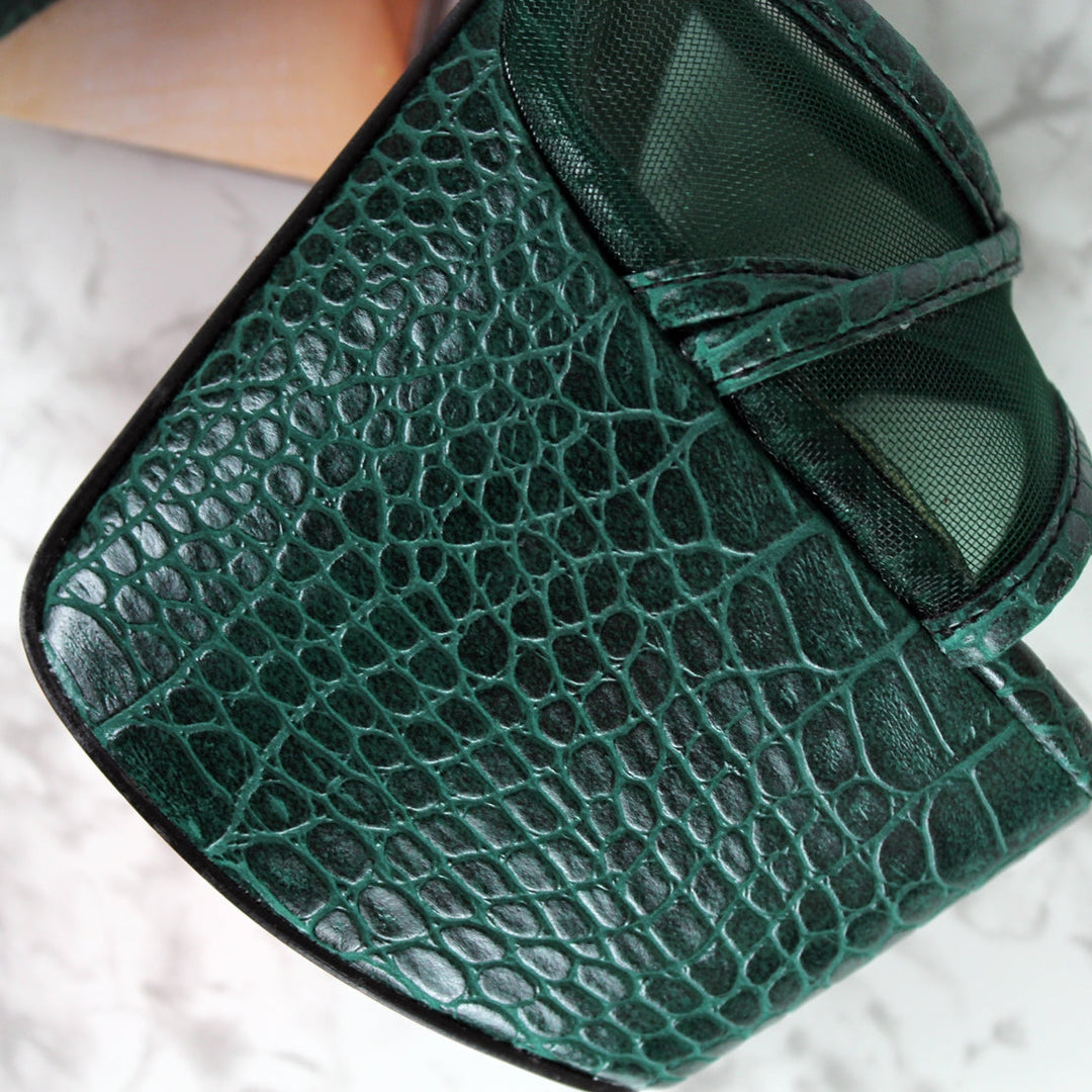 Green Snake Transparent Cross Strap Mules - Tajna Club