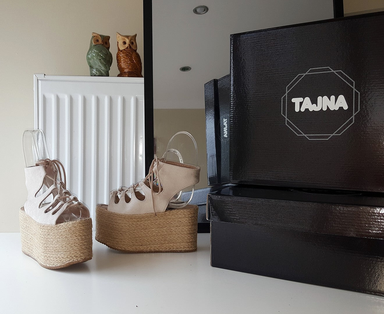 Cream Beige Suede Heel Platform Wedge Sandals - Tajna Club