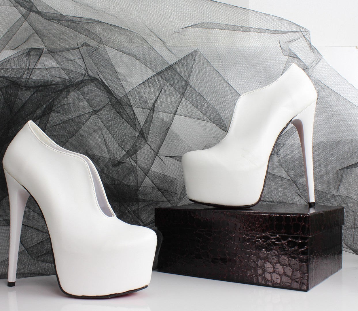 White Designer Ankle Platforms - Tajna Club