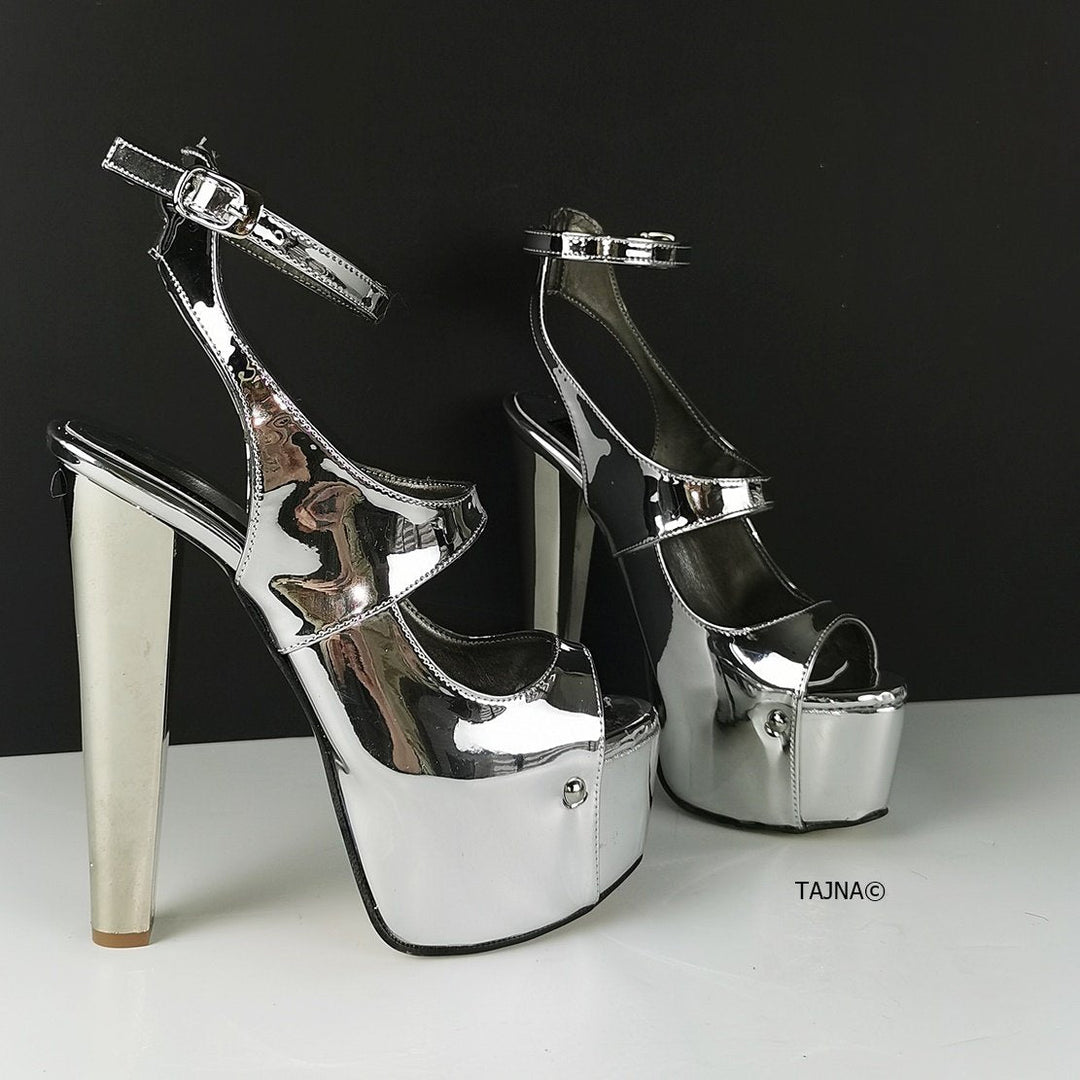 Silver Mirror Sling Back Heels Tajna Shoes – Tajna Club
