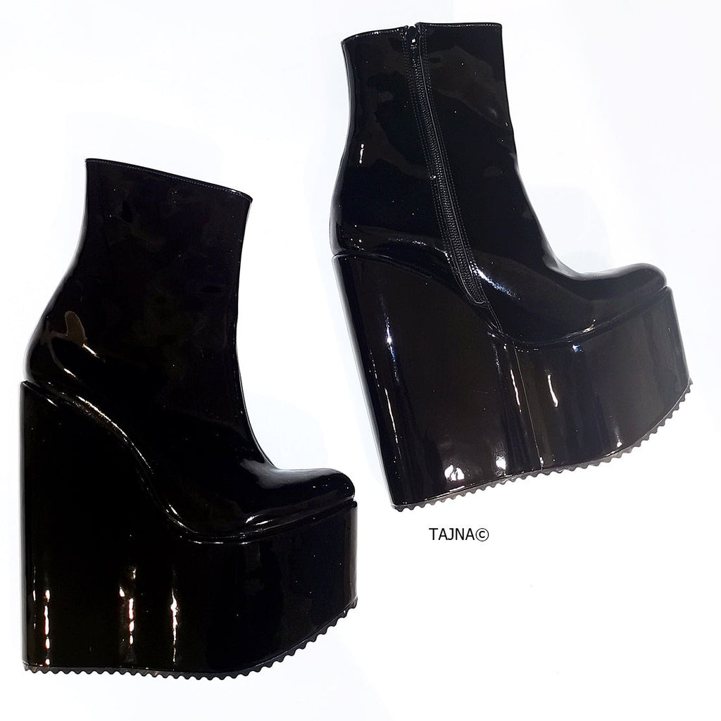 Patent wedge boots online