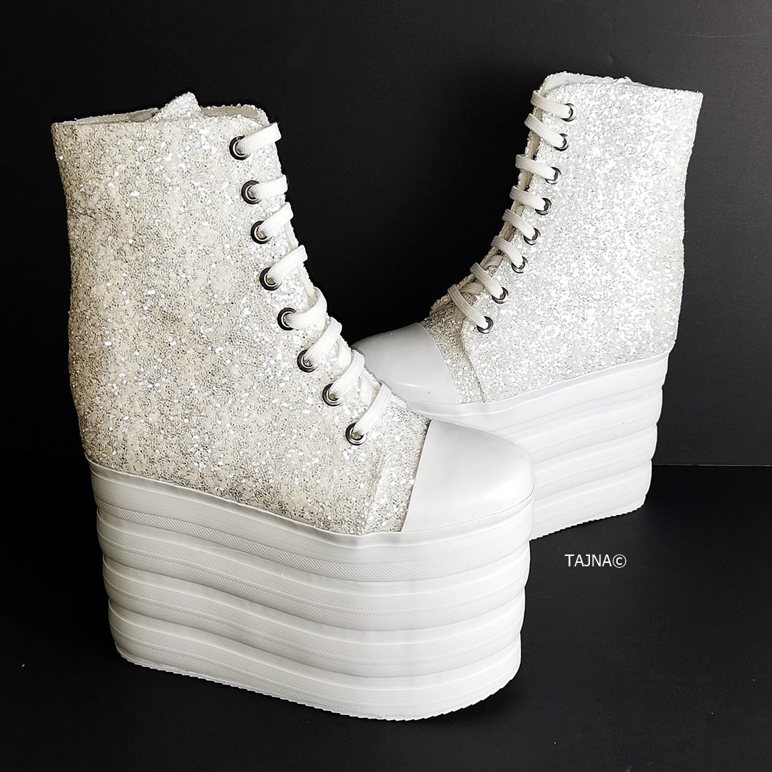 White glitter wedges outlet