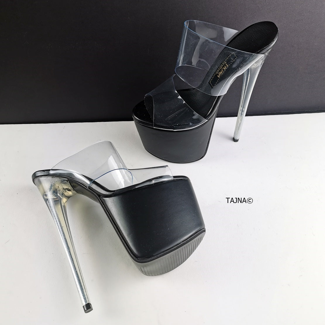 Transparent mules heels sale
