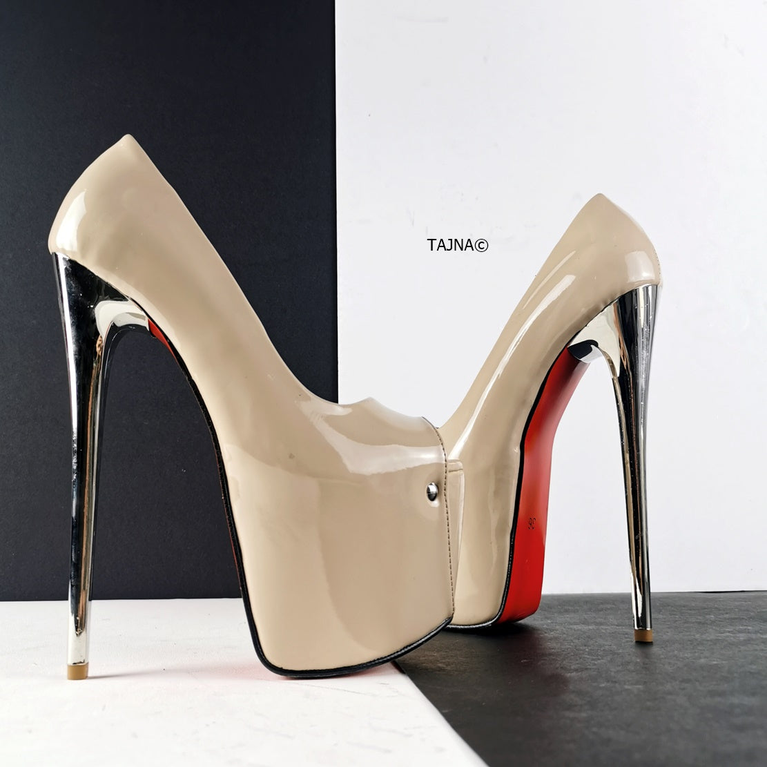 Nude patent peep toe heels cheap