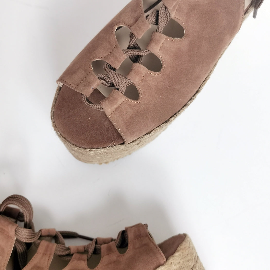 Gladiator Lace Up Beige Wedge Platform Sandals - Tajna Club