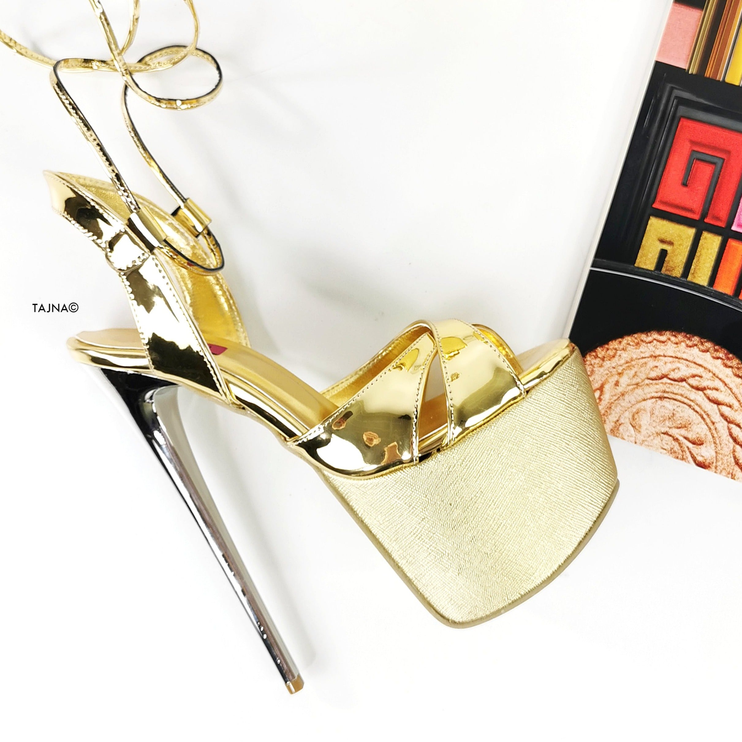 Buy 90s Gold Leather and High Heel Sandals/ Size 39 Online in India - Etsy