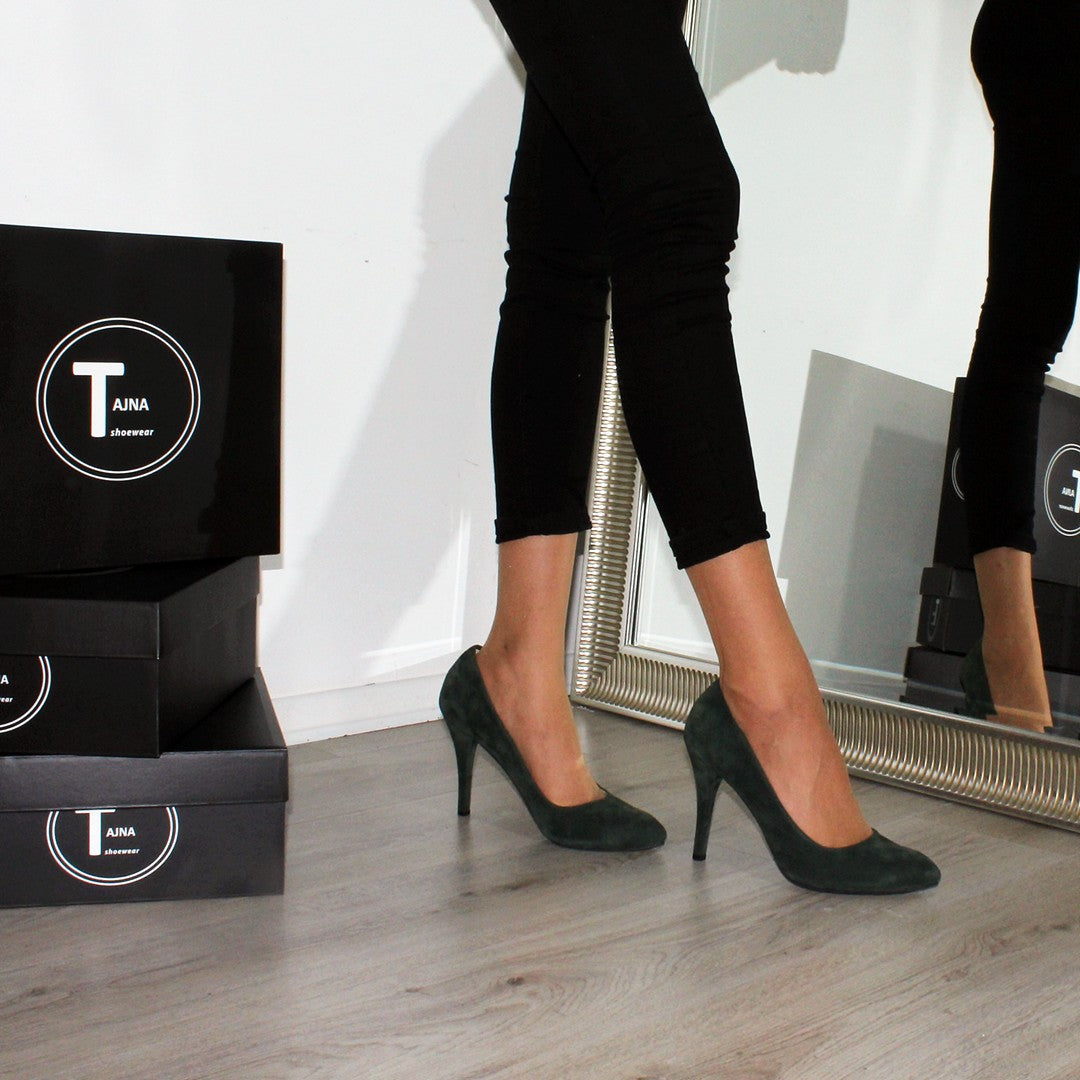 Dark Green Suede Classic Stiletto | Tajna Shoes Tajna Club Dark Green Suede Classic Stiletto | Tajna Shoes Tajna Club