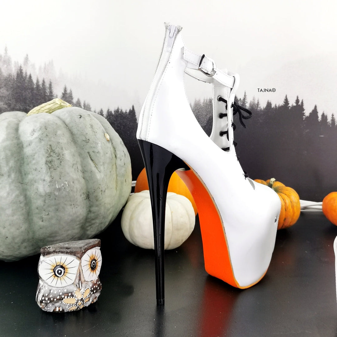 Halloween Lace Up Orange Sole Booties - Tajna Club