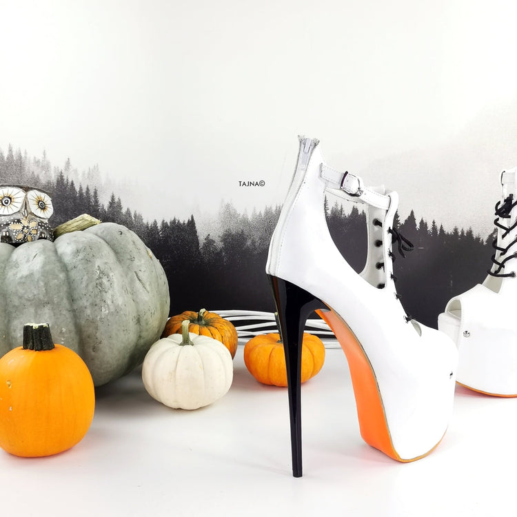 Halloween Lace Up Orange Sole Booties - Tajna Club