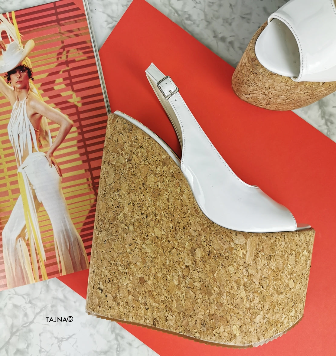 White patent wedges outlet