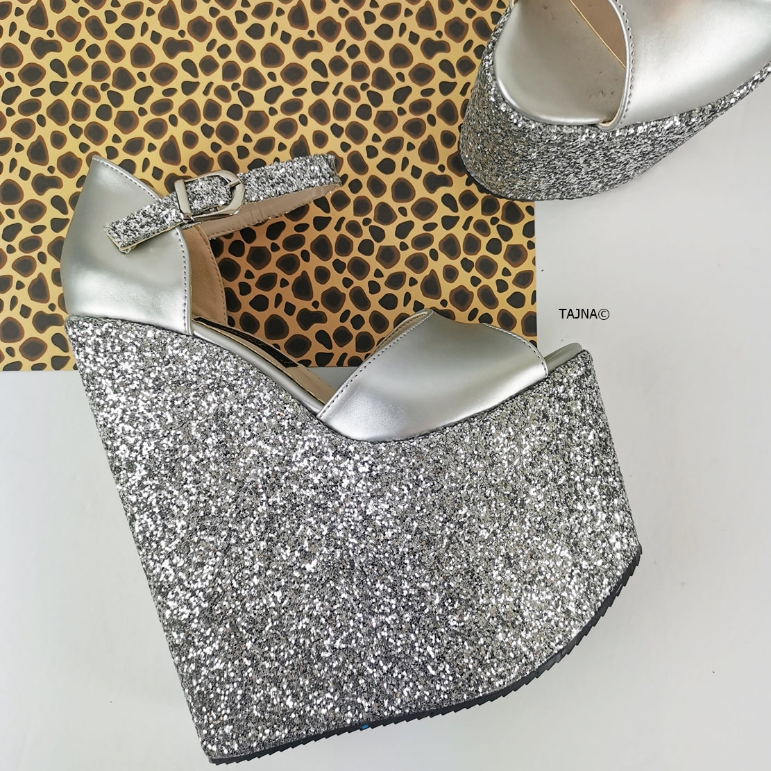 Silver hotsell sparkly wedges