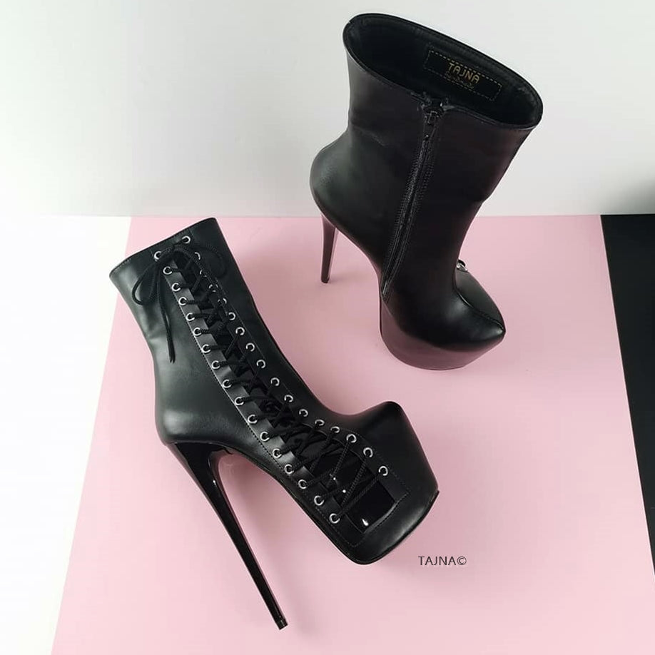 Black Corset Style Platform Boots - Tajna Club