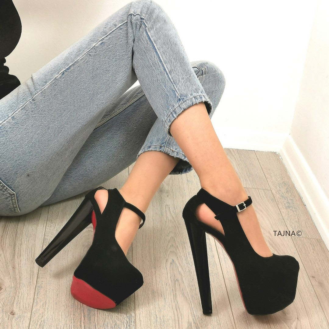Modern Mary Jane Suede Platform Heels - Tajna Club