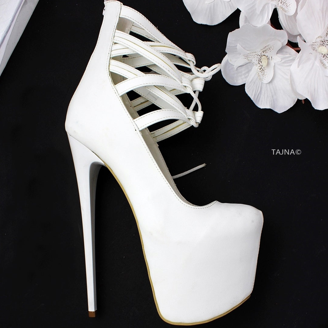 Designer White Platform High Heels - Tajna Club