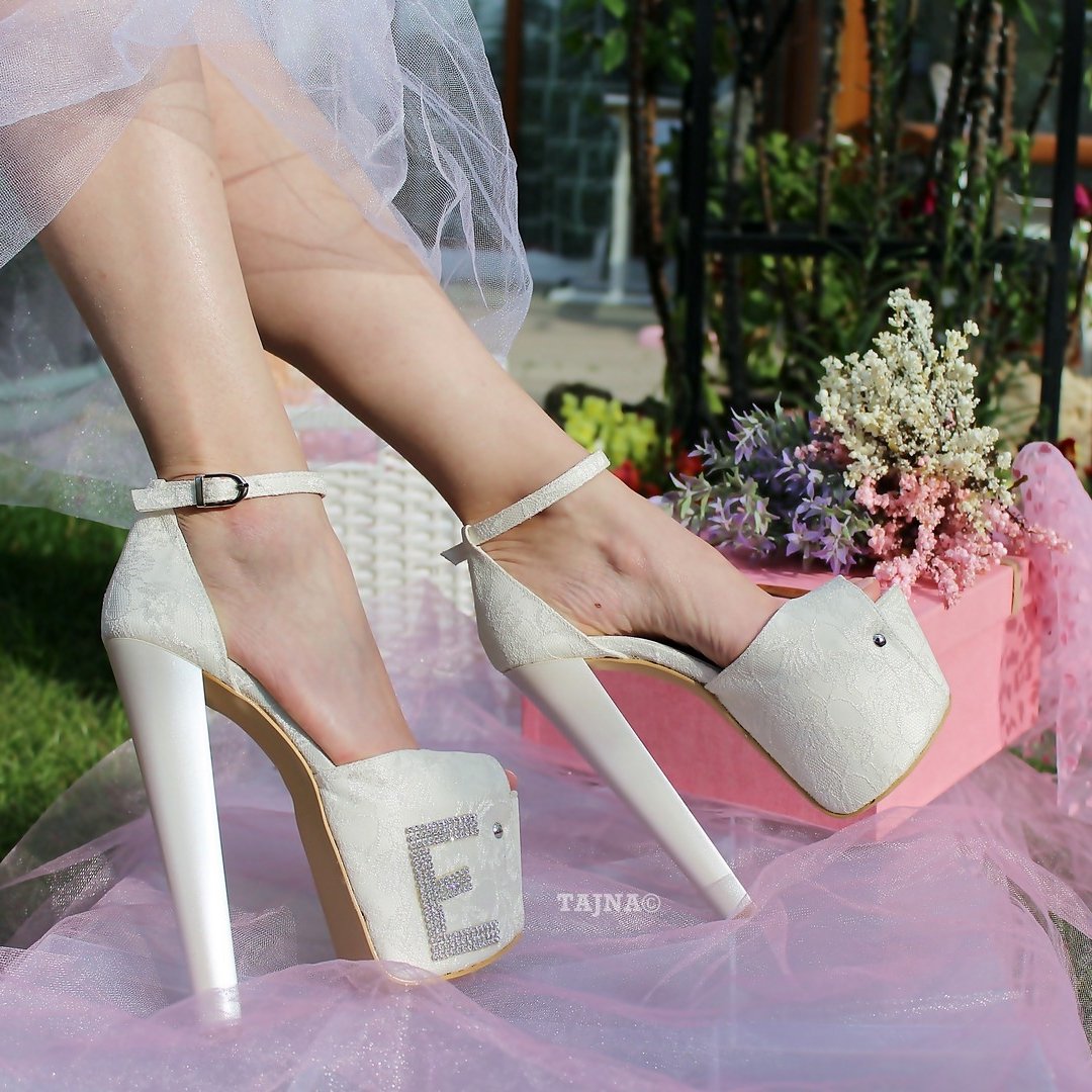 Ivory platform wedding on sale shoes