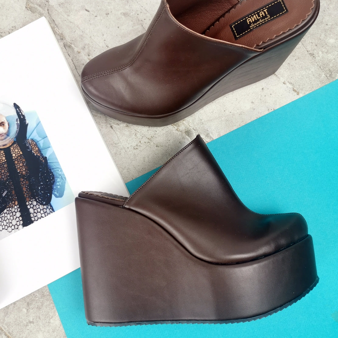 Chocolate brown wedges clearance