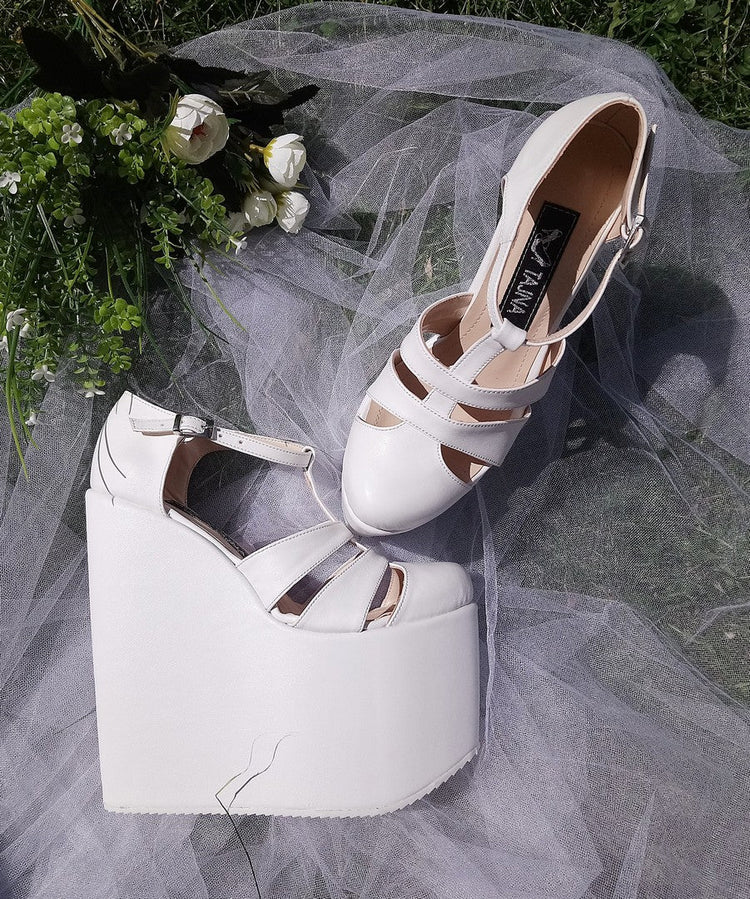 Bold Strap 18-22 cm Super High Heel Wedding Shoes Wedges - Tajna Club