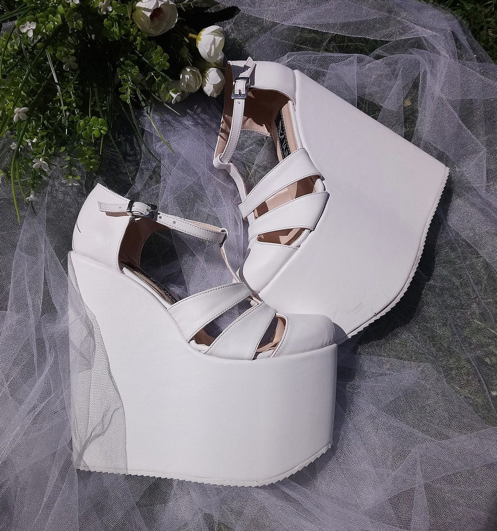 Bold Strap 18-22 cm Super High Heel Wedding Shoes Wedges - Tajna Club