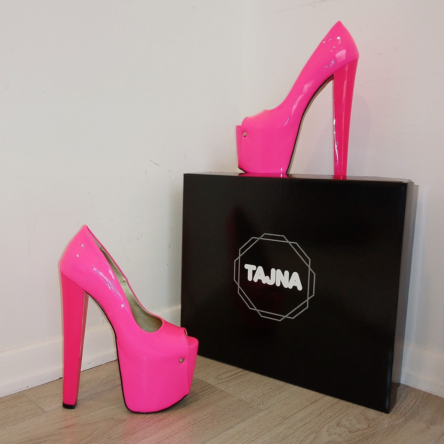 Pink Fusciha Peep Toe High Heel Platform Shoes - Tajna Club