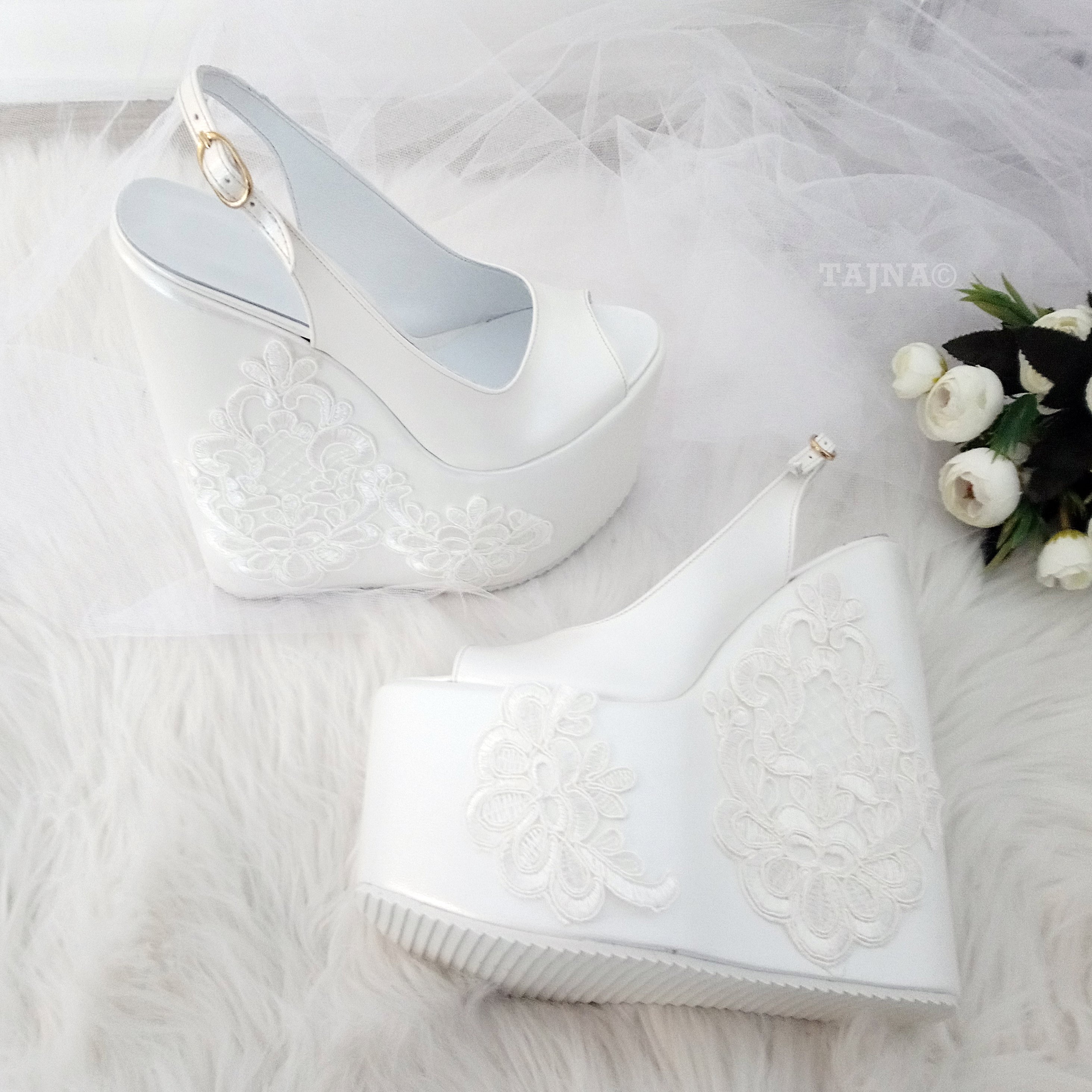 Ivory wedding wedge best sale