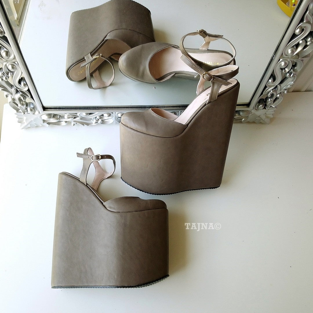 Dark Beige 18-22 cm Super High Heel Wedding Shoes Wedges - Tajna Club