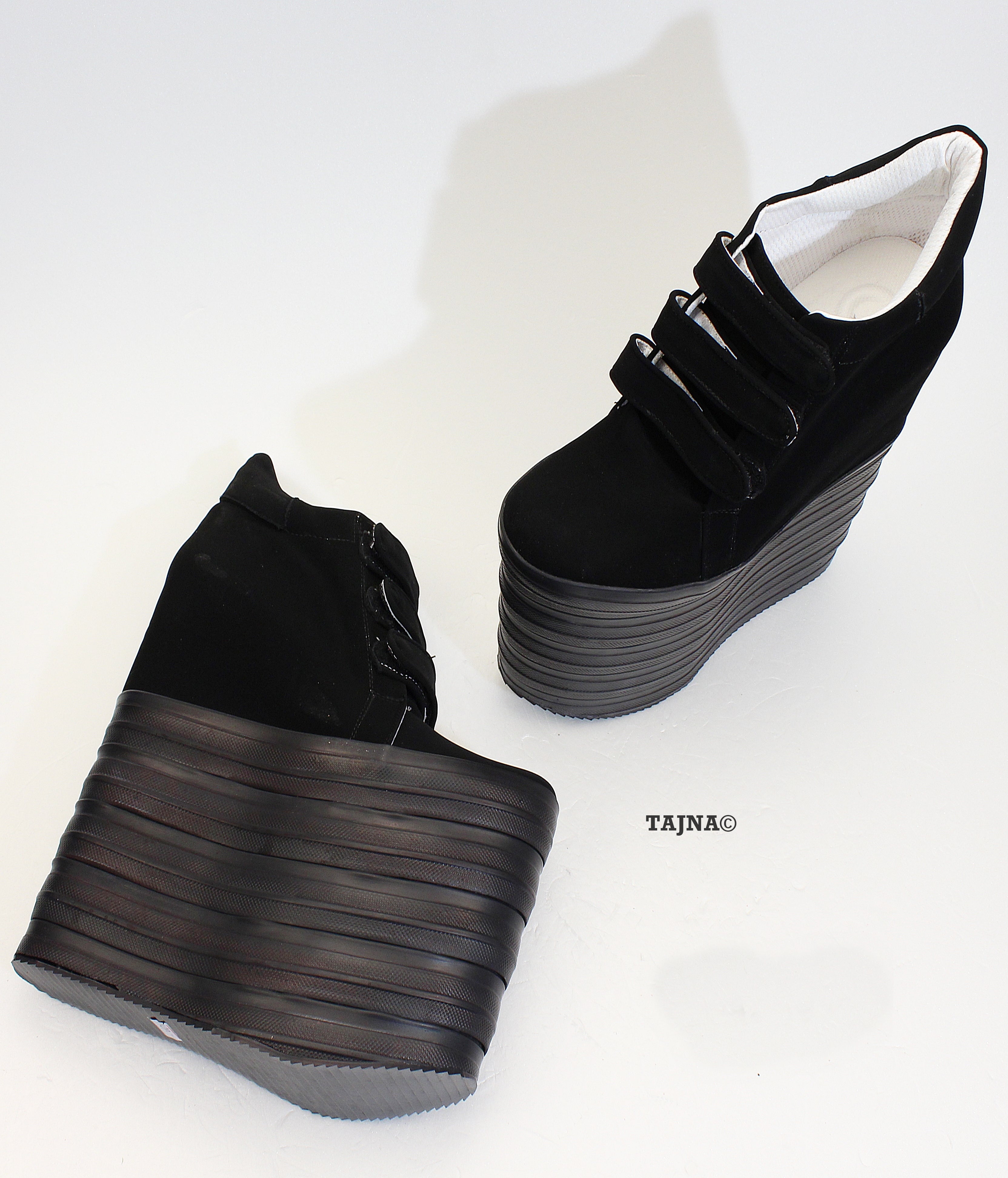 Black Sport Style 18-22 cm Platform Wedge Shoes | Tajna