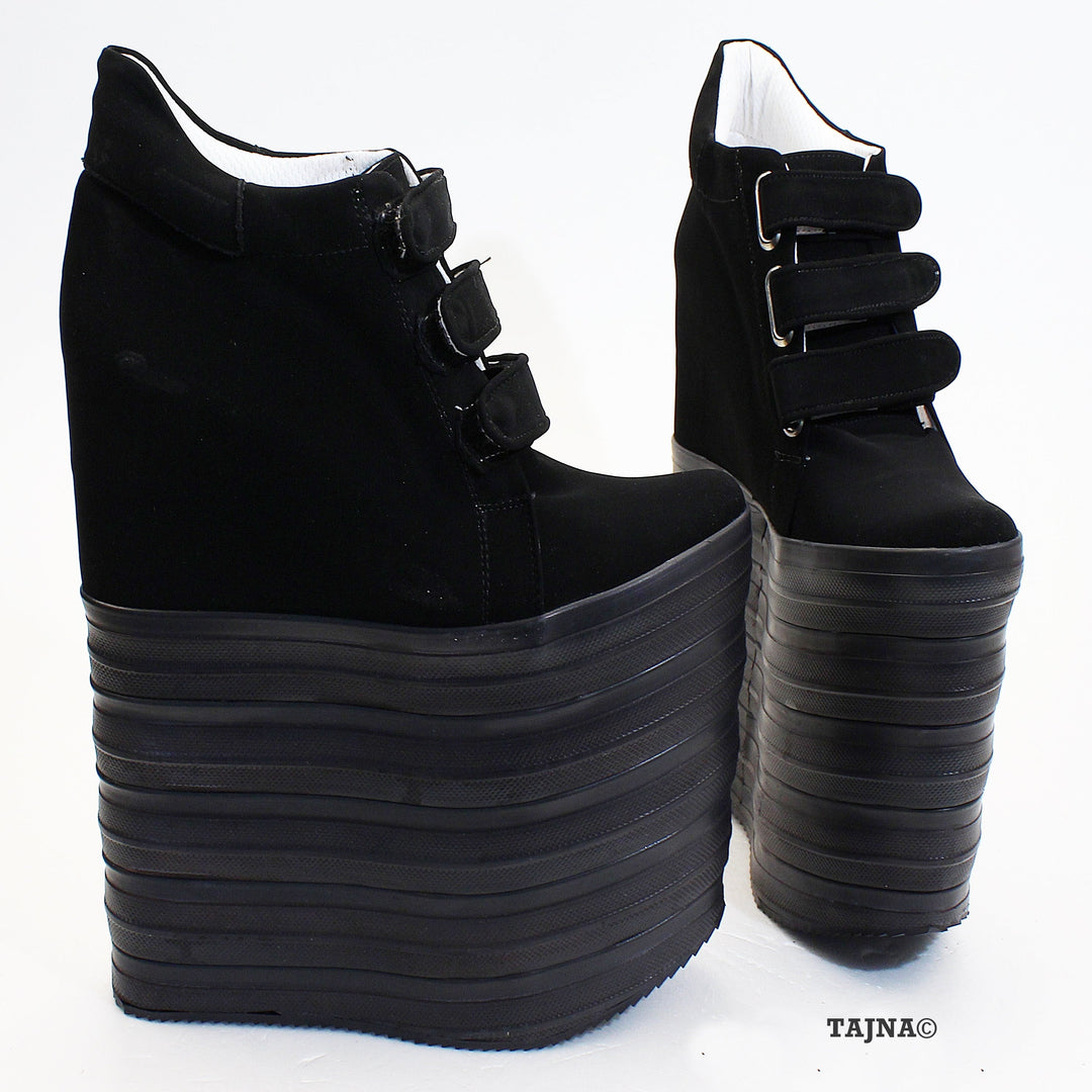 Black Sport Style 18-22 cm Platform Wedge Shoes - Tajna Club