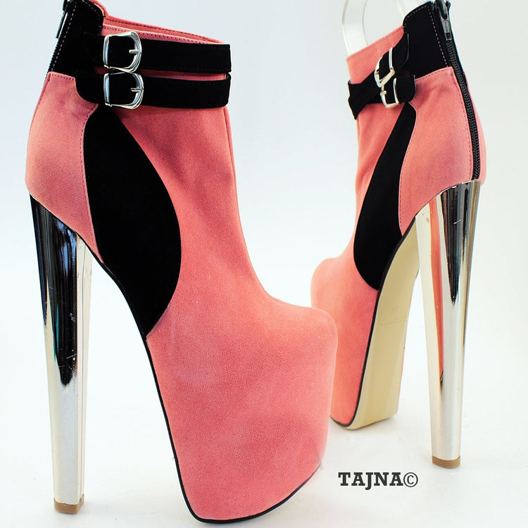 Vermilion Pink Ankle High Heel Platform Booties - Tajna Club