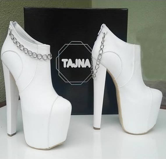Etsy Sales  - White Ankle Boots with Chain - Tajna Club