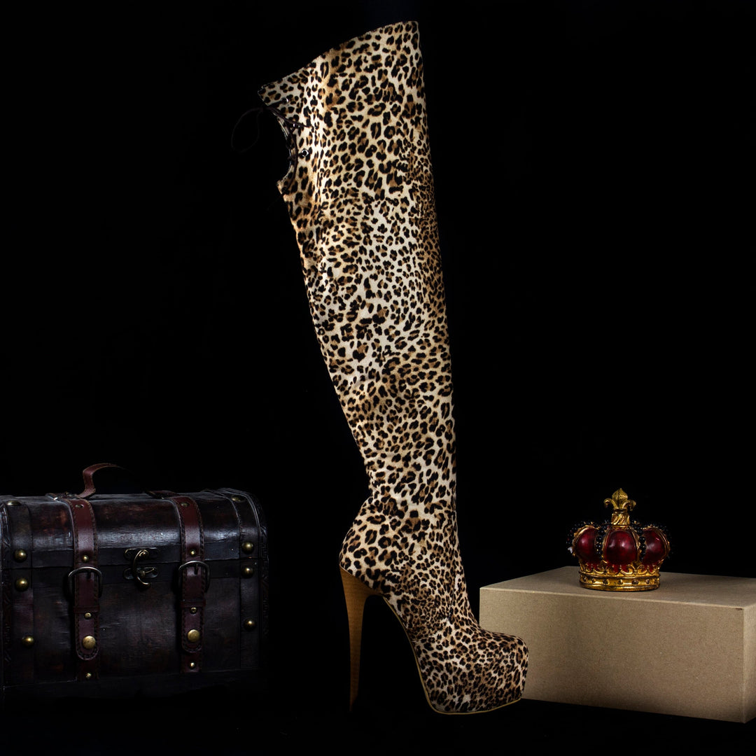 Leopard Over Knee Boots - Tajna Club