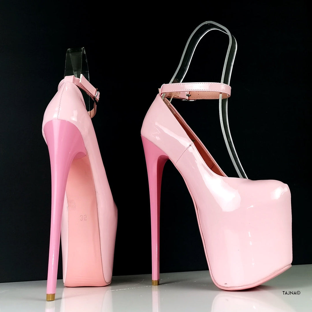 Light Pink Ankle Strap High Heels - Tajna Club