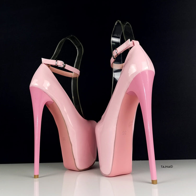 Light Pink Ankle Strap High Heels - Tajna Club