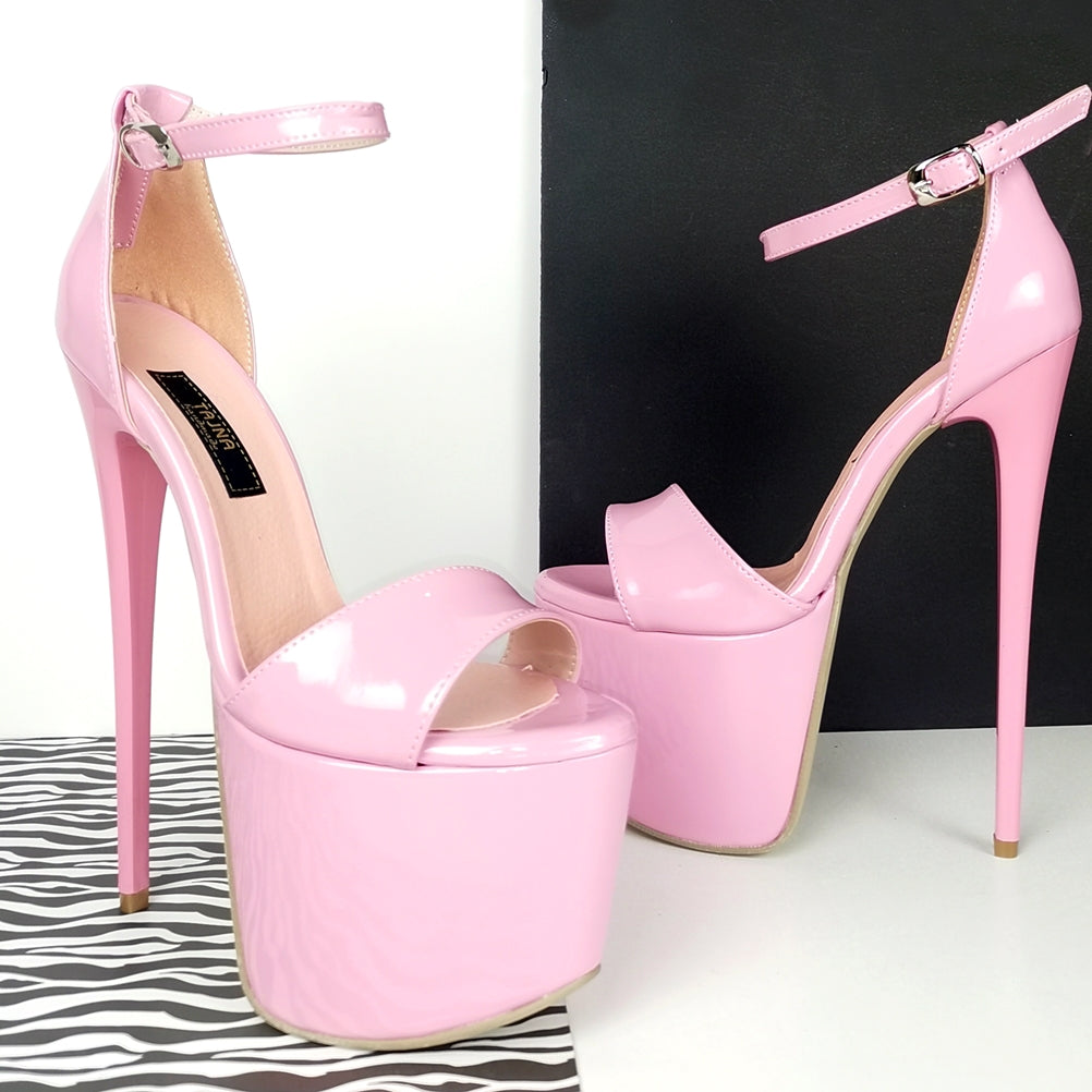 Light Pink Patent High Heel Sandals - Tajna Club