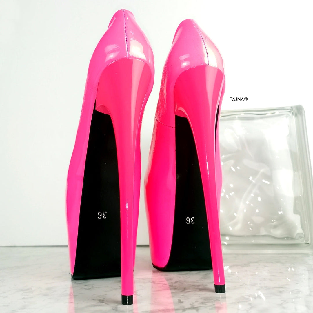 Neon Pink Patent High Heel Pumps - Tajna Club