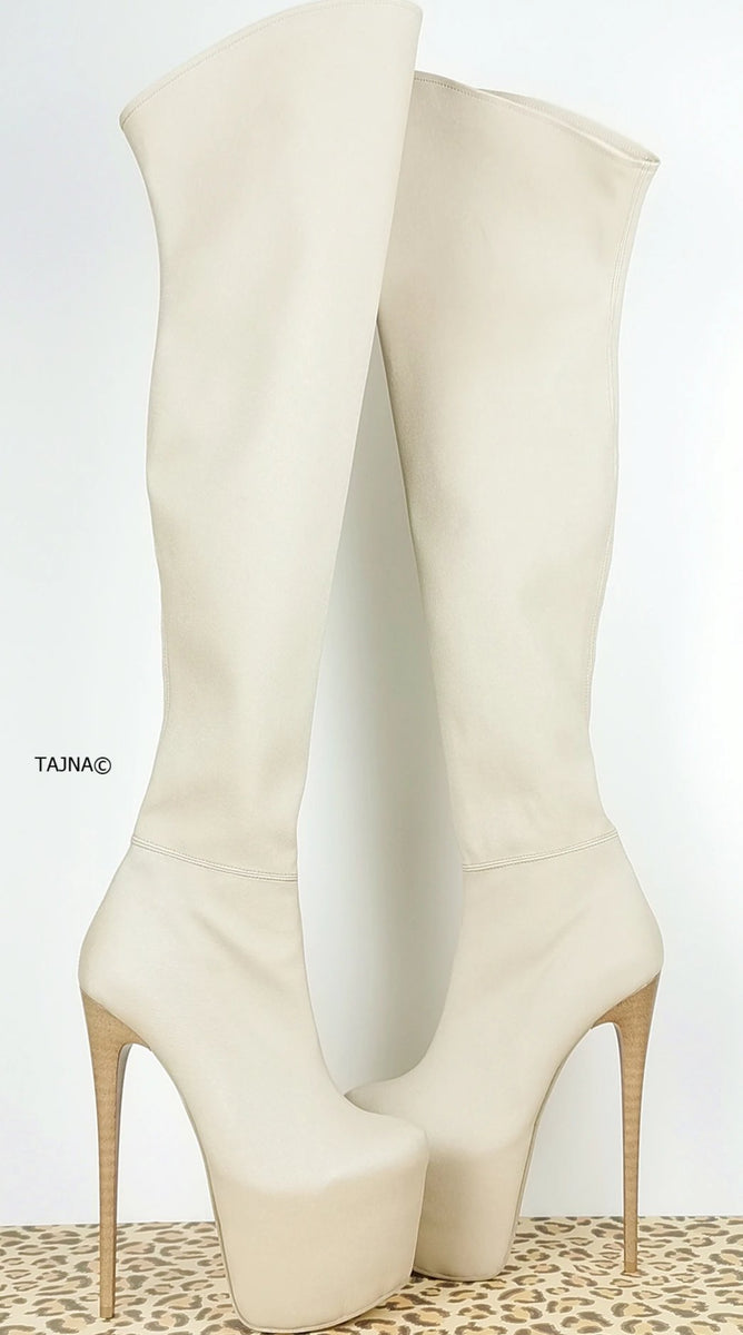 Cream Nude Thigh High Platform Boots Tajna Shoes Tajna Club — free download