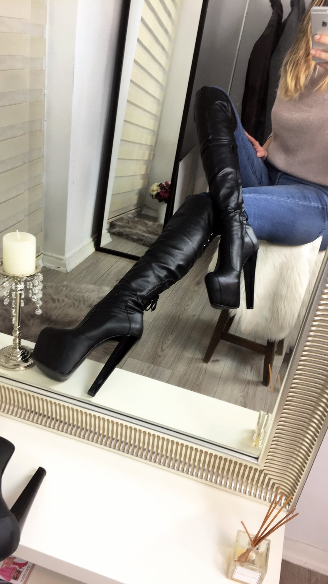 Black Stylish Over The Knee Boots - Tajna Club