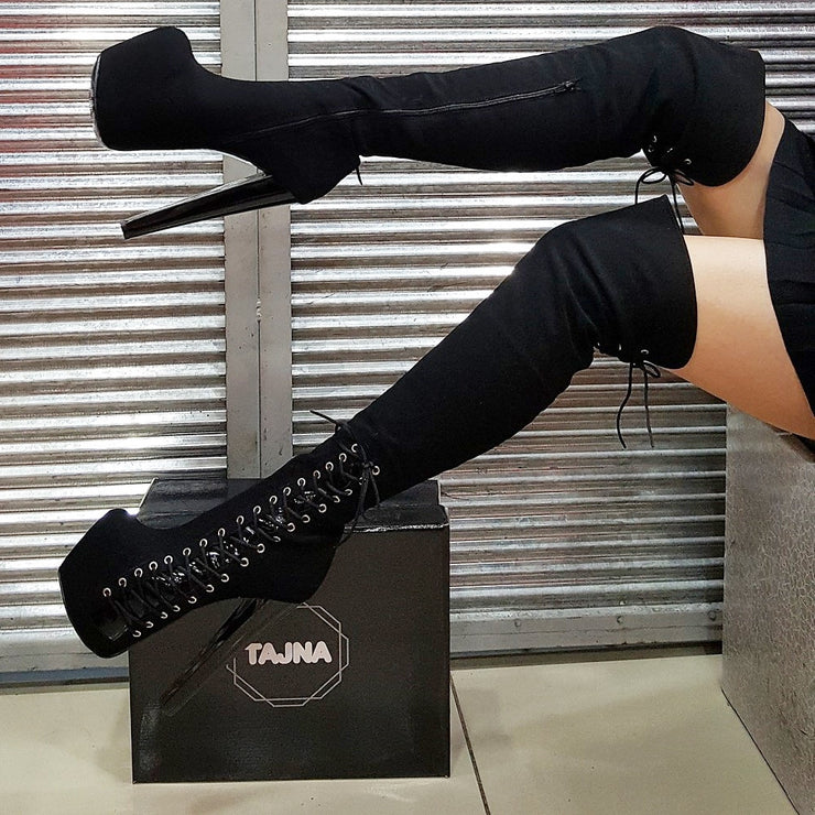 White Over The Knee High Platform Boots | Tajna Club EU39 /UK6 /USw8 / Other (Please State Below) / 19-20 cm