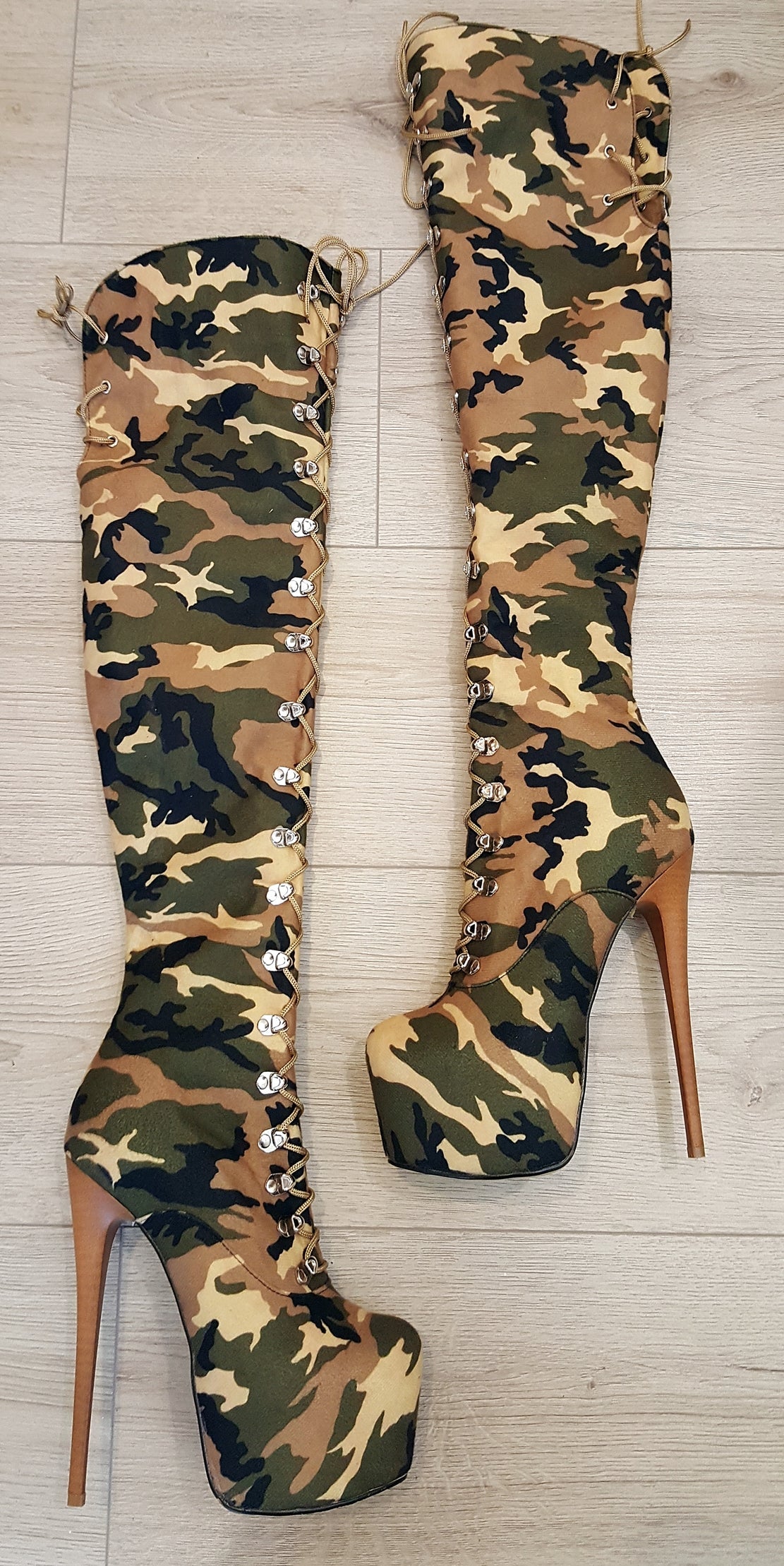 Camo thigh high boots top