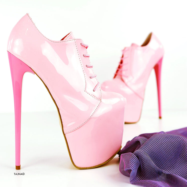 Oxford Light Pink Gloss Ankle Booties - Tajna Club