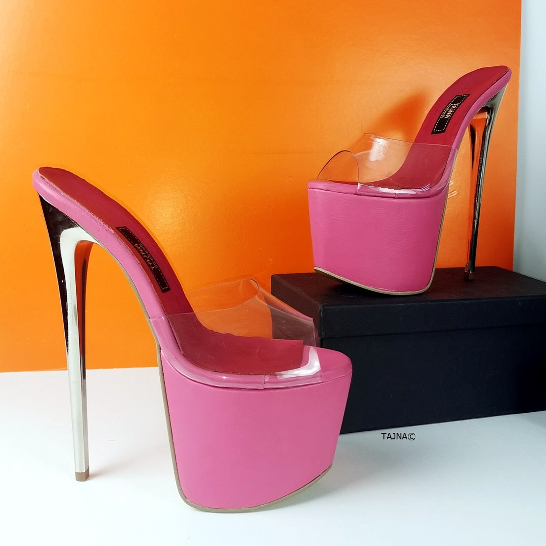 Metallic pink mules hot sale