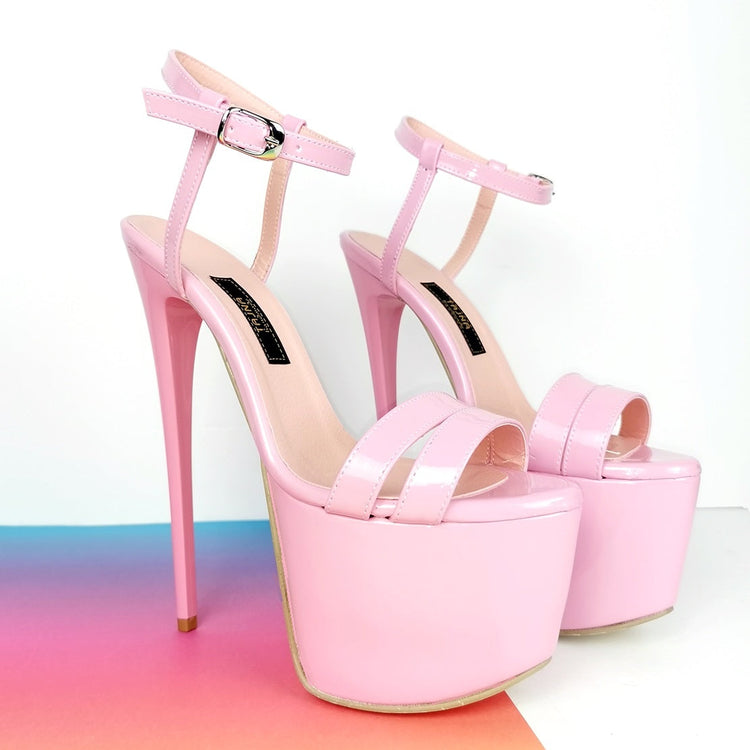 Light Pink Patent Sandal Heels - Tajna Club
