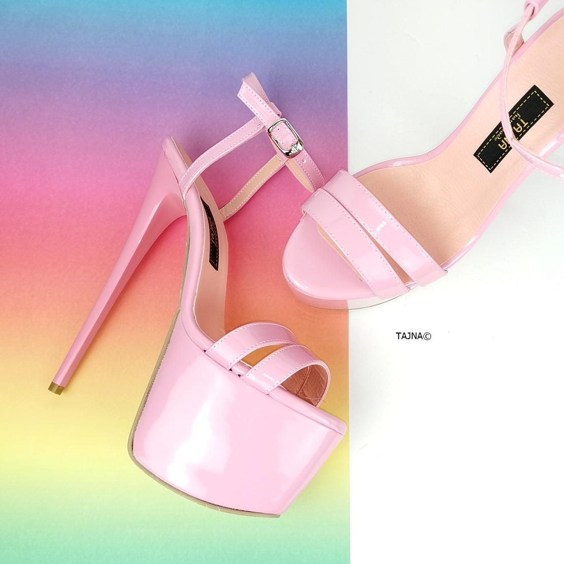 Light Pink Patent Sandal Heels - Tajna Club