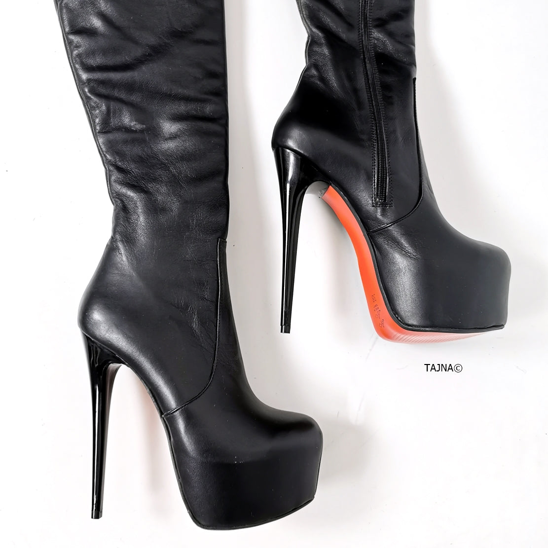 Genuine Leather Mid Calf Boots Tajna Shoes Tajna Club