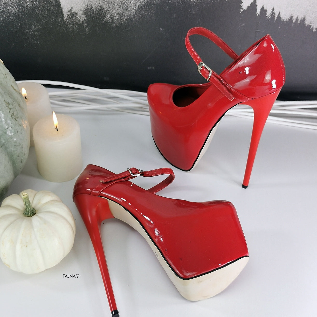 Red sale pencil heels