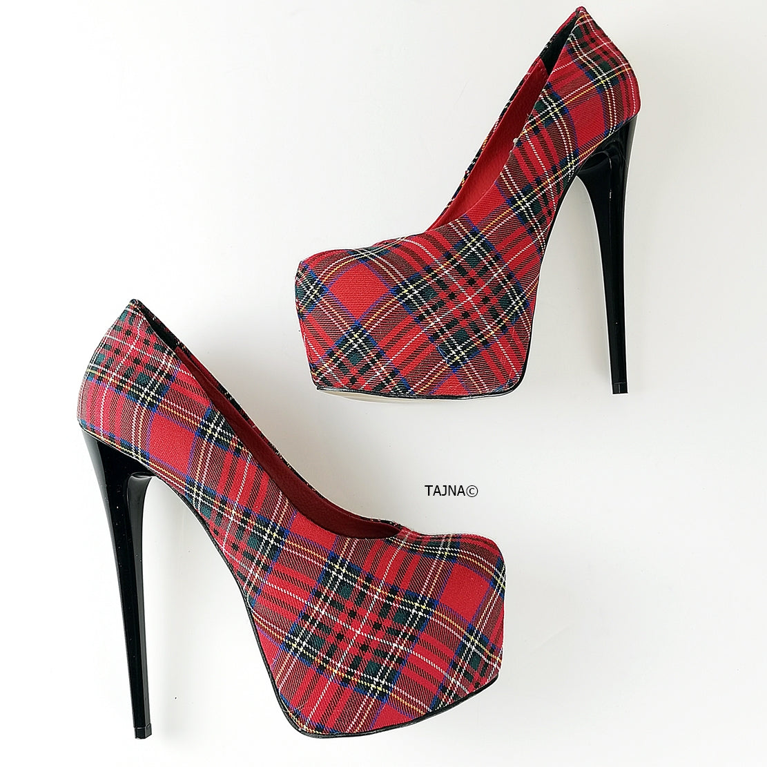Red plaid heels discount