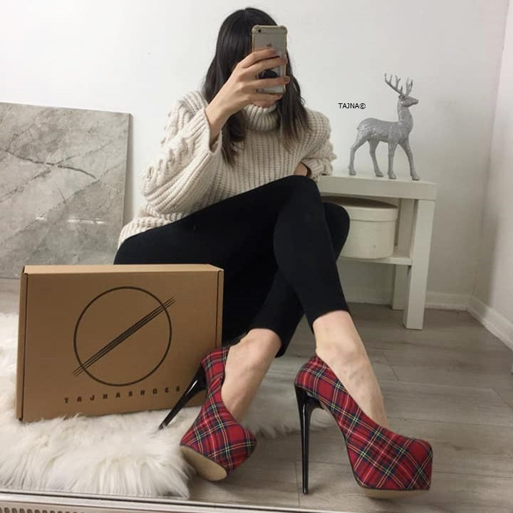High Heel Platform Shoes Tartan Tajna Shoes Tajna Club