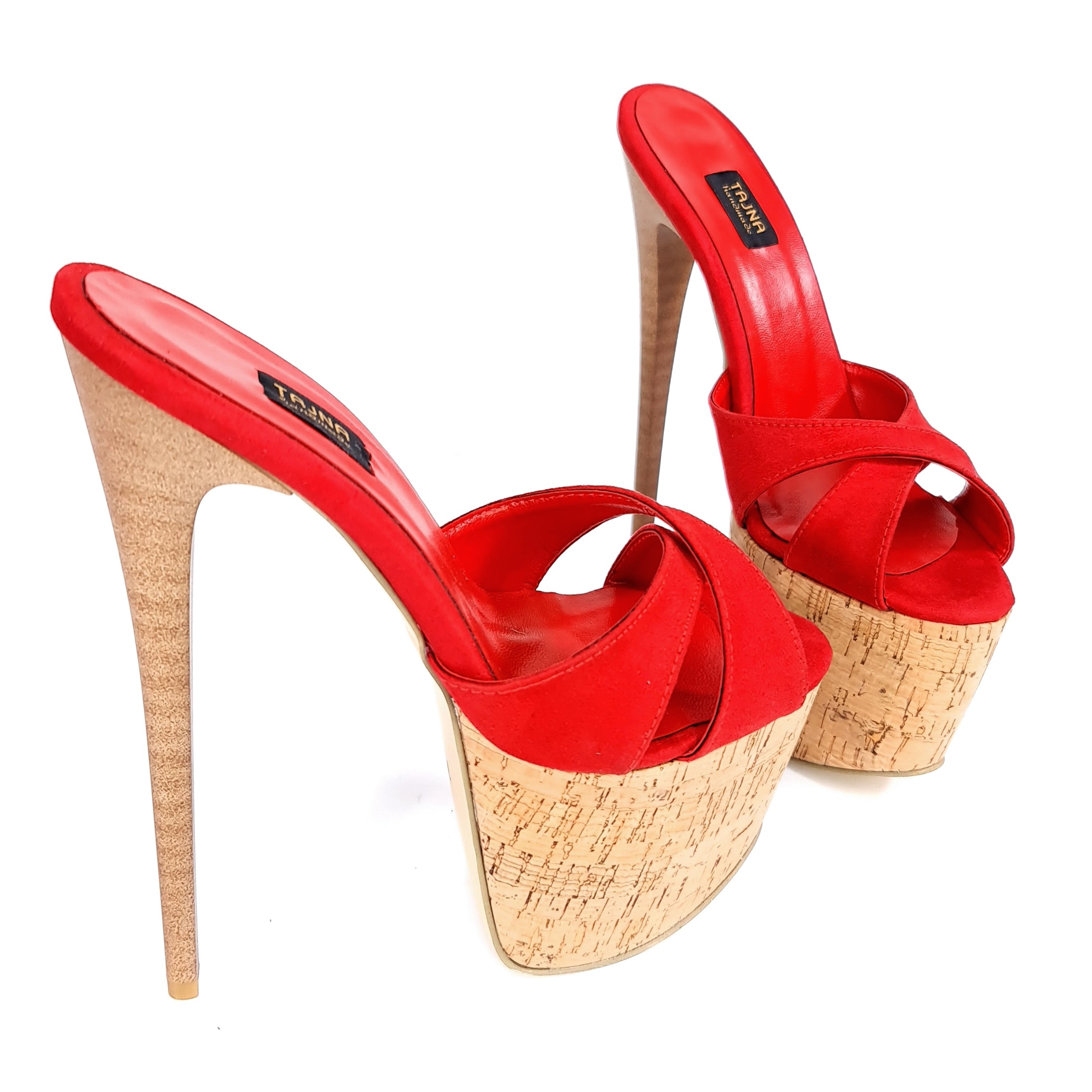 Red high heel mules online