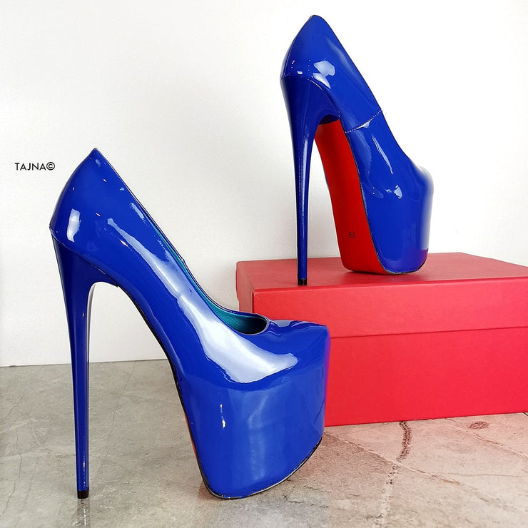 Blue hot sale patent pumps